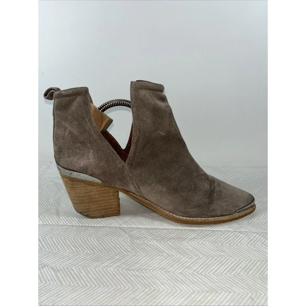 Jeffrey Campbell Women Cromwell Taupe Suede Leather Western Cut Out Bootie Sz 10